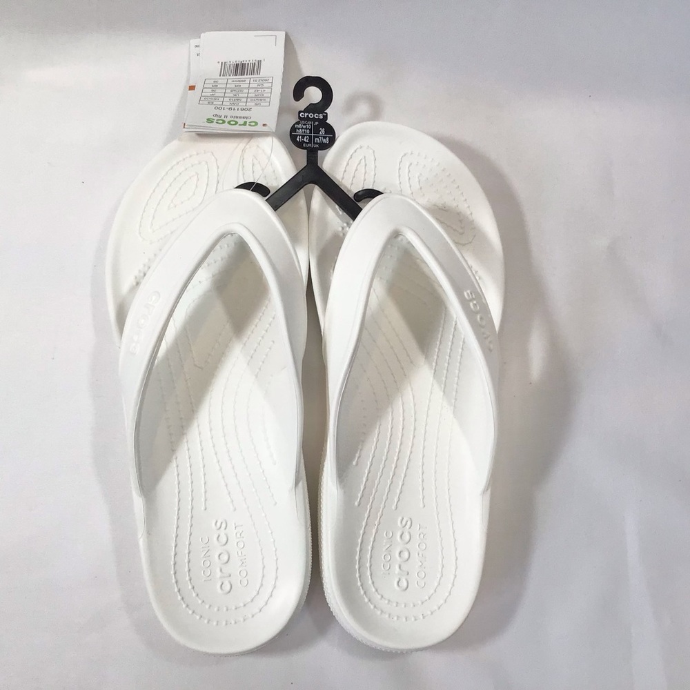 NWT CROCS Iconic Comfort Women size 10, Men Sz 8 Sandals Flip Flops White